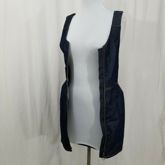Zara Basic Z1975 Full Zip Denim Pinafore Dress - Picture 7 of 8